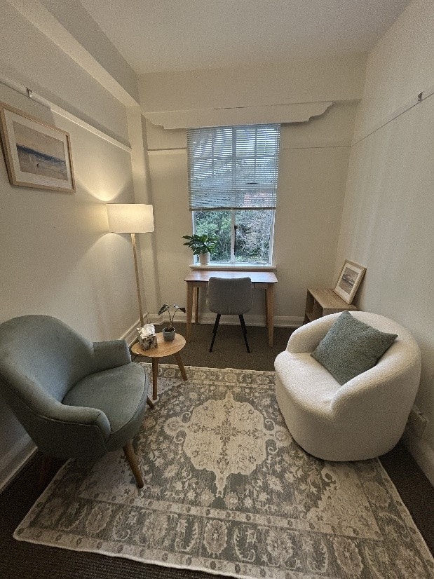 Grace Kim Psychology therapy room at 32 The Terrace, Wellington